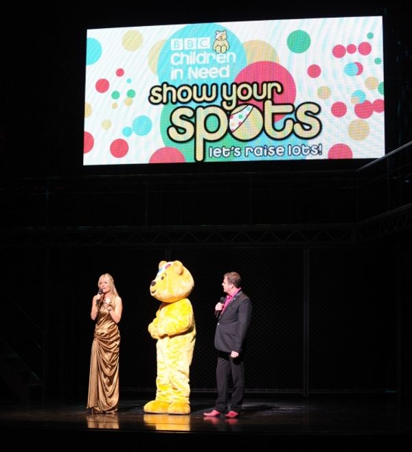 Gaby Roslin, Pudsey Bear, Paul Ross Photo