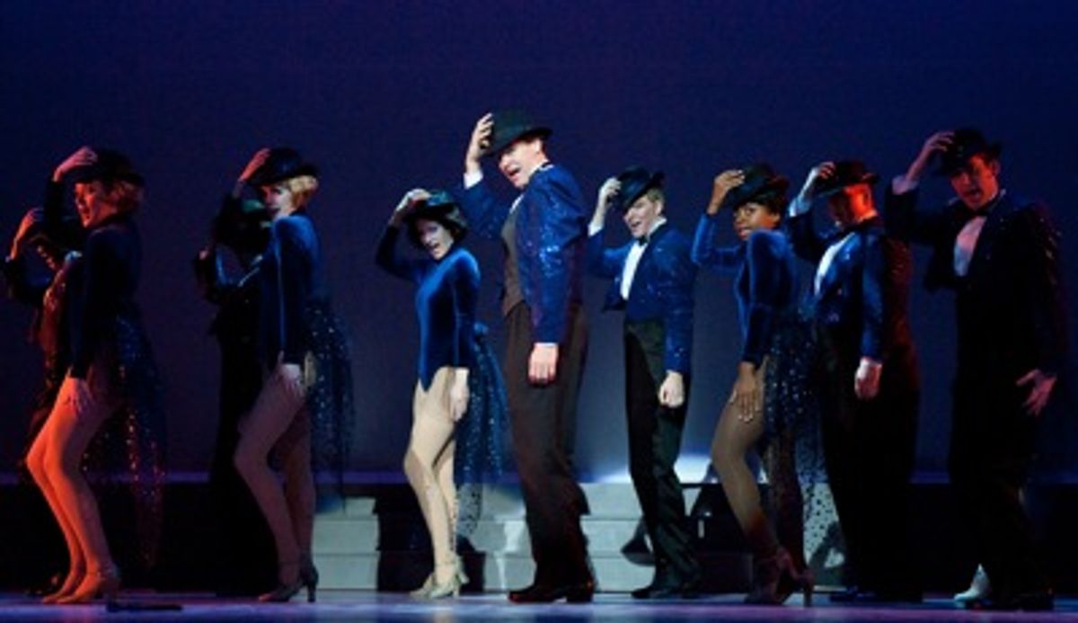Kevin Earley (center) and the ensemble of White Christmas
 at 