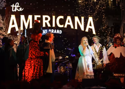 Veronica Dunne and Freddie Stroma at The Americana at Brand Photo