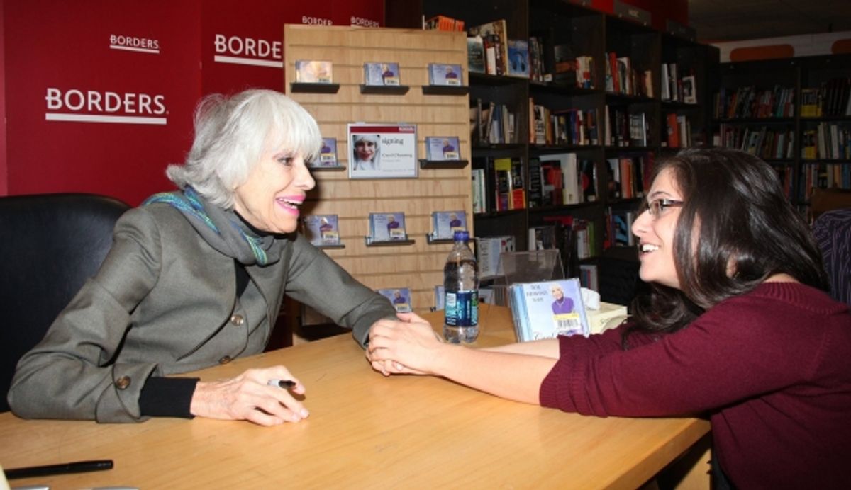 Carol Channing greeting a fan at 