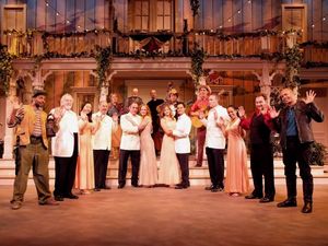 Sara Watkins, David Ogden Stiers, Fred Sanders, Sean Watkins and Brian Joseph. Front  Photo