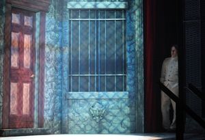 Set Design by Dana Kenn & Lighting Design by Brian Nason with Rob O'Hare having a pea Photo