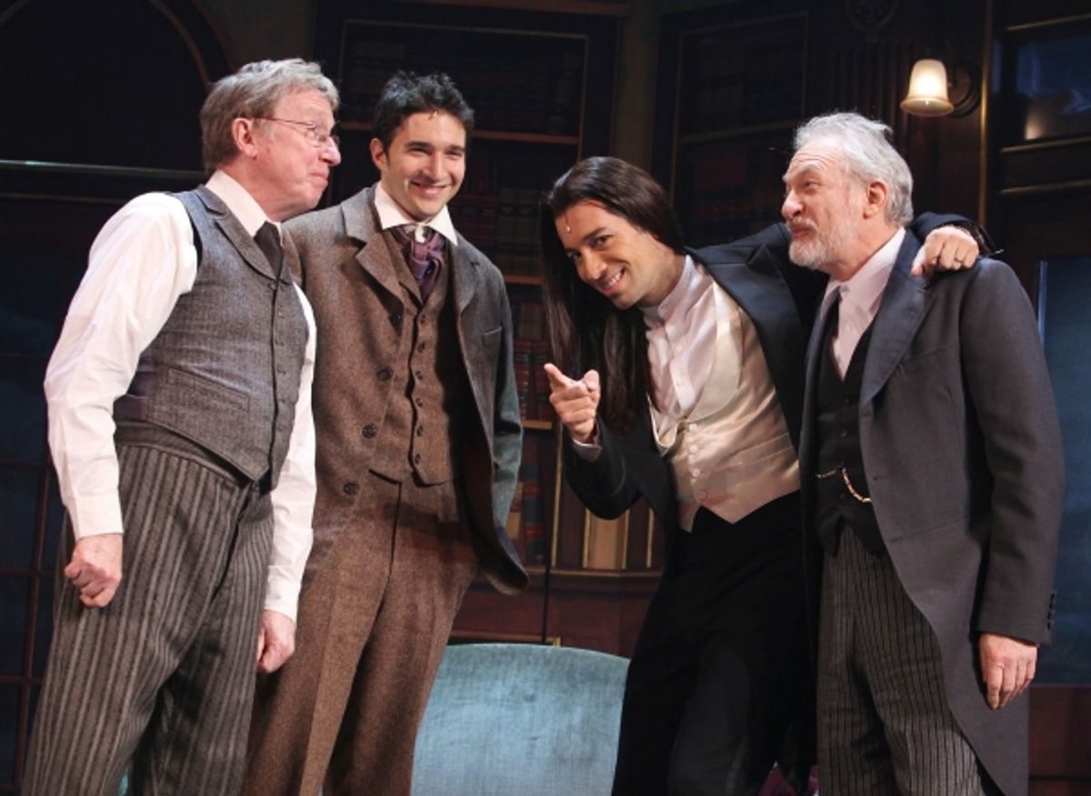 George Hearn, Jake Silbermann, Michel Alteri & Timothy Jerome singing a capella during the Tech Rehearsal at 