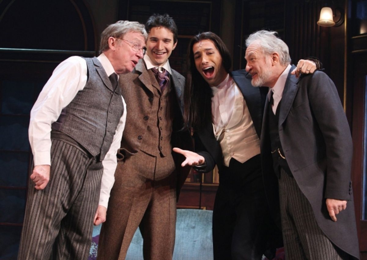 George Hearn, Jake Silbermann, Michel Alteri & Timothy Jerome singing a capella during the Tech Rehearsal at 