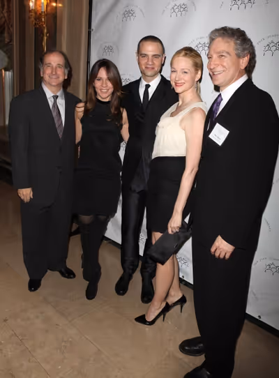 Mark Linn-Baker, a guest, Honoree Jordan Roth, Honoree Laura Linney, and Max Mayer  Photo