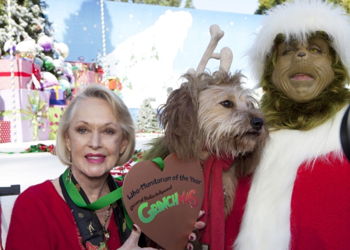 Tippi Hedren, Max the dog and The Grinch at 