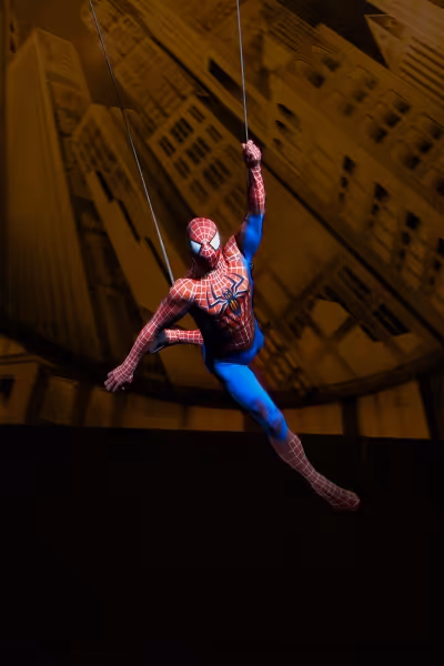 Spider-Man flies through the Foxwoods Theatre Photo