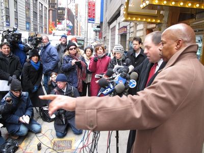  Assemblyman Rory Lancman Hold Safety Press Conference at SPIDER-MAN Theater Photo