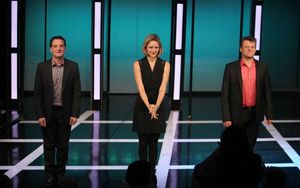 Euan Morton, Jill Paice & Jeremy Kushnier at the Signature Theatre Company's producti Photo