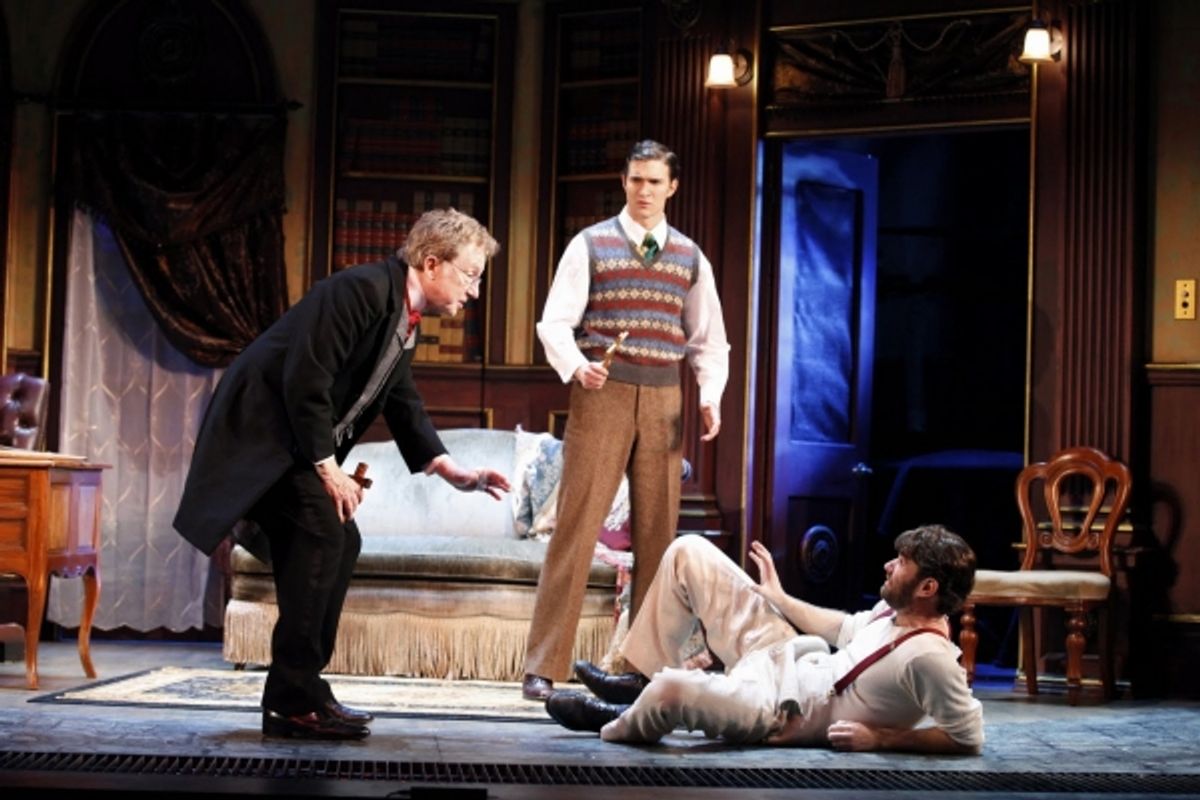 George Hearn as Van Helsing, Jake Silbermann as Jonathan Harker and John Buffalo Mailer as Renfield at 