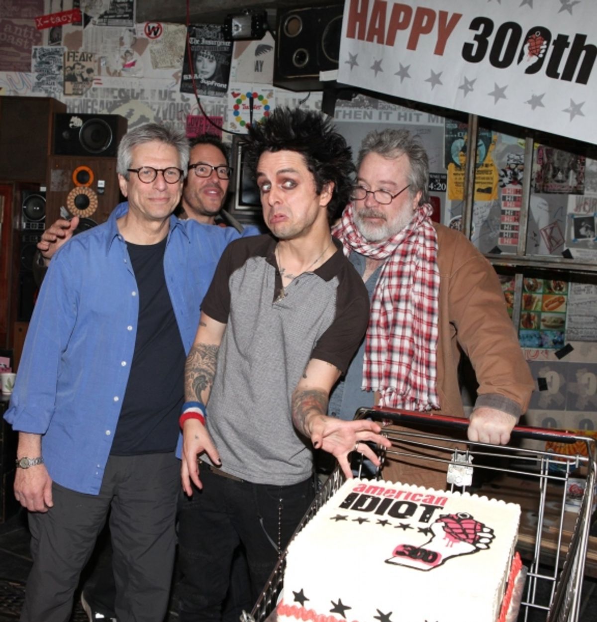 Billy Joe Armstrong (Green Day) with director Michael Mayer, producer Ira Pittelman & producer Tom Hulce  at 