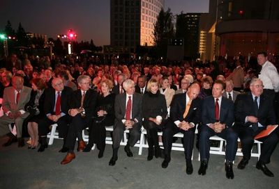 Former Govenor Arnold Schwartzenegger (second from right) attends the Orange County P Photo