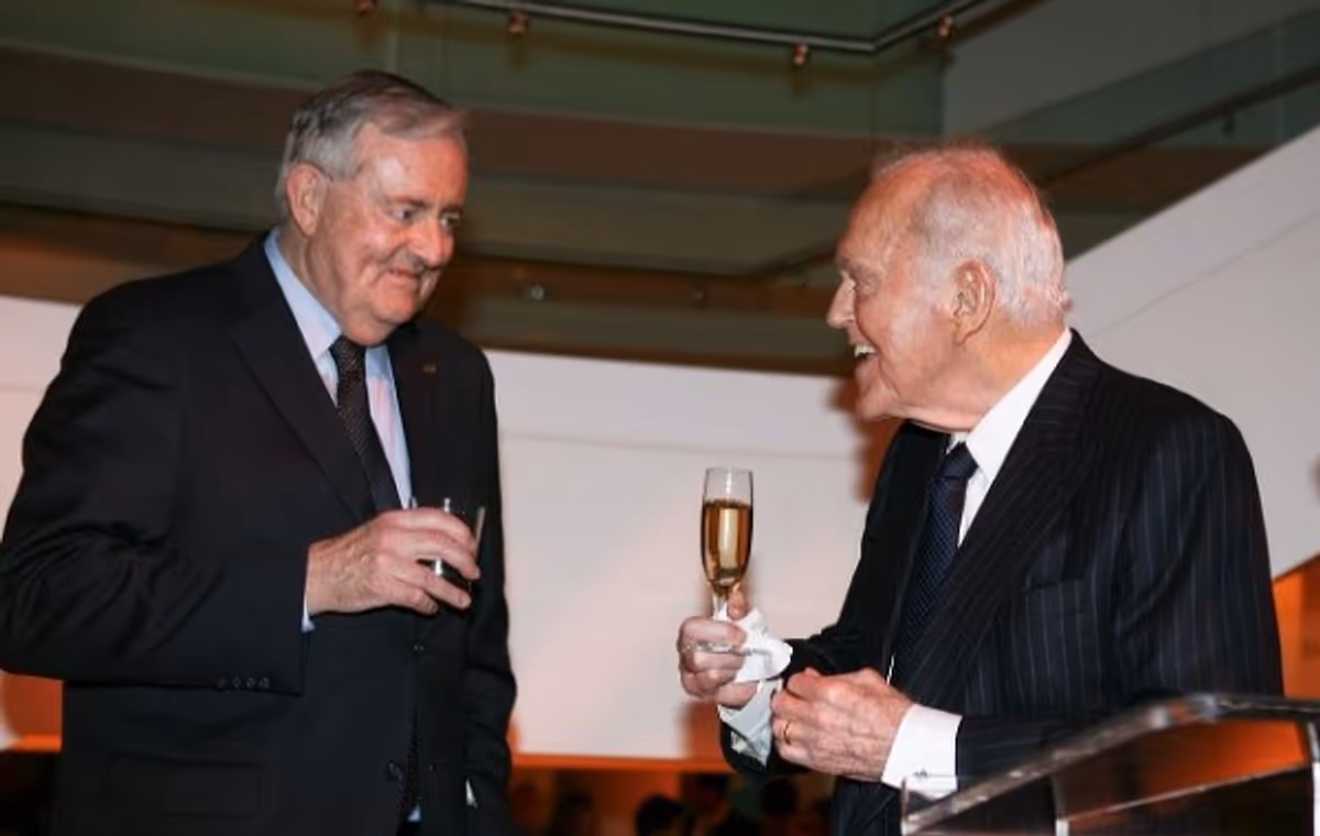 Thomas McKernan (L) and Founding Chairman Henry Segerstrom  at 