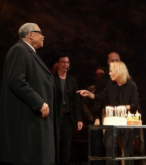 'Driving Miss Daisy' celebrates James Earl Jones' 80th Birthday with Vanessa Redgrave & Boyd Gaines during the Curtain Call at the Golden Theatre in New York City. @ BroadwayWorld 'Driving Miss Daisy' celebrates James Earl Jones' 80th Birthday with Vanessa Redgrav Photo