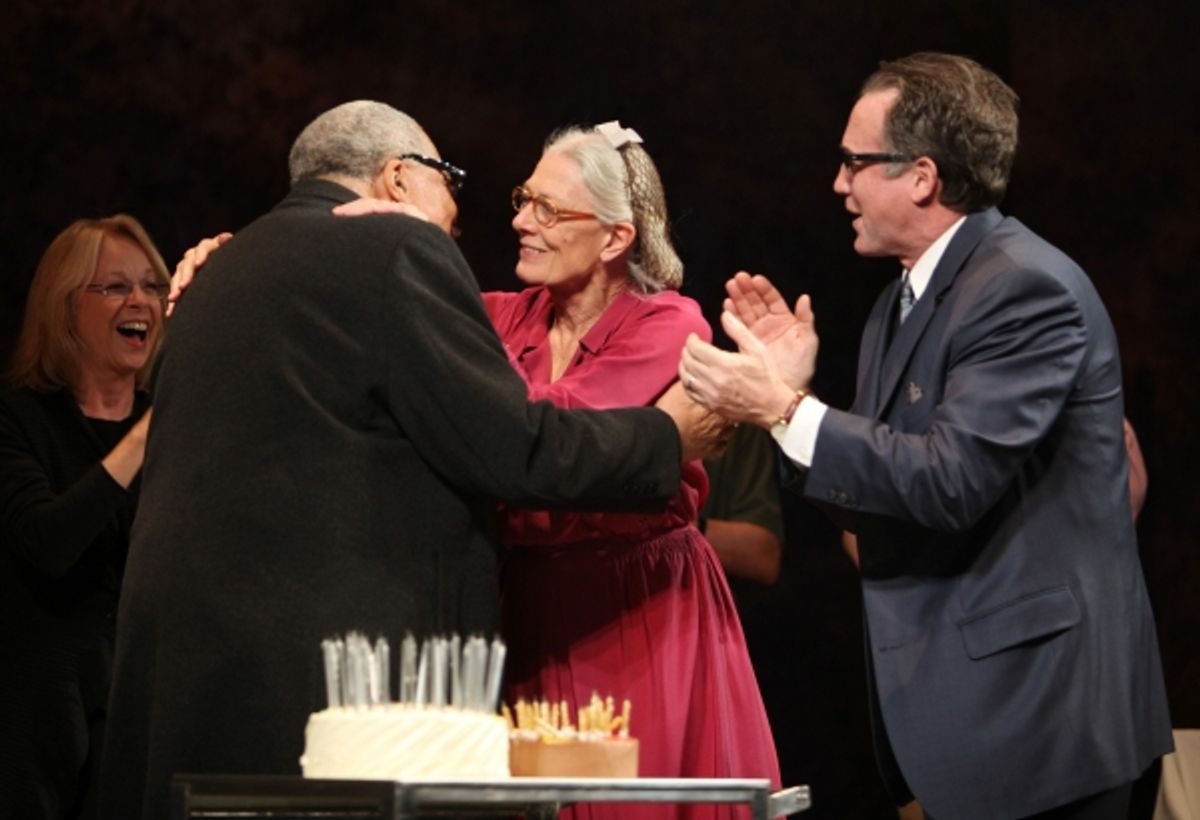 'Driving Miss Daisy'  celebrates James Earl Jones' 80th Birthday with Vanessa Redgrave & Boyd Gaines during the Curtain Call at the Golden Theatre in New York City. at 