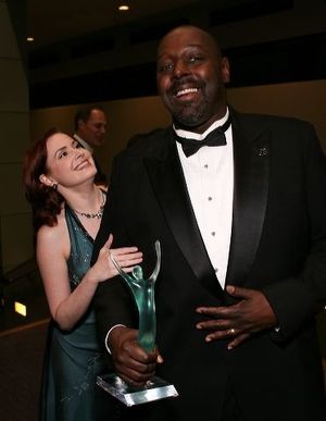 Stephanie Fredricks (L) and Ovation award winner Michael Shepperd Photo