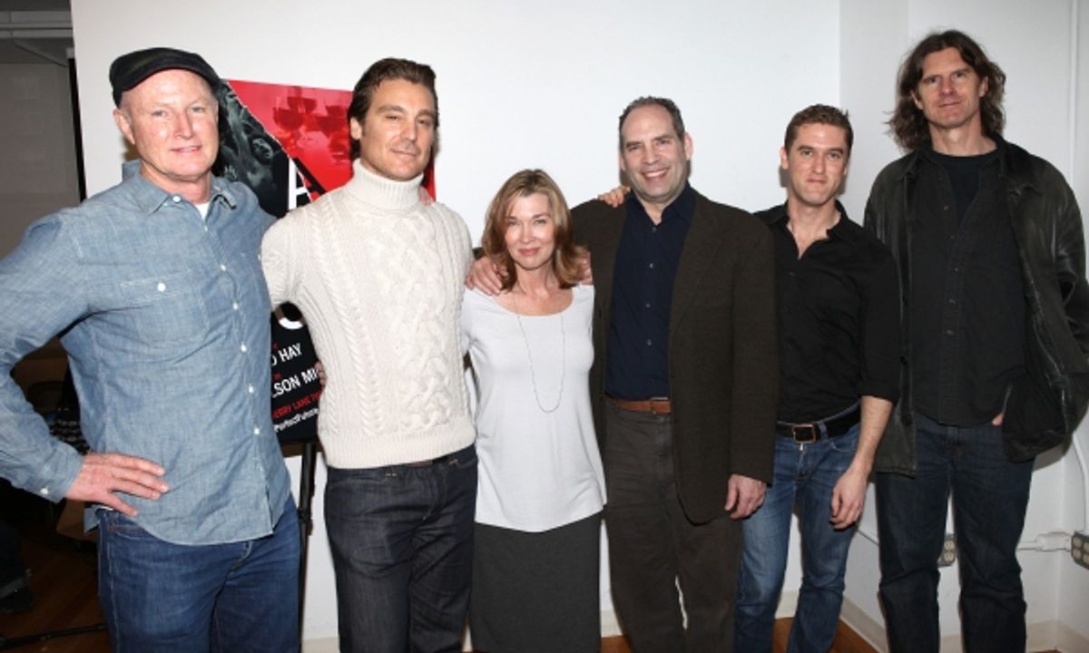 Playwright David Hay, Michael T. Weiss, Donna Bullock, Daniel Oreskes, Scott Drummond & director Wilson Milam attends the Off-Broadway Cast Meet & Greet for  at 