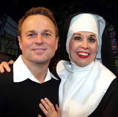 Sam Harris visits Julie Halston & the cast of 'The Divine Sister' at the SoHo Playhou Photo