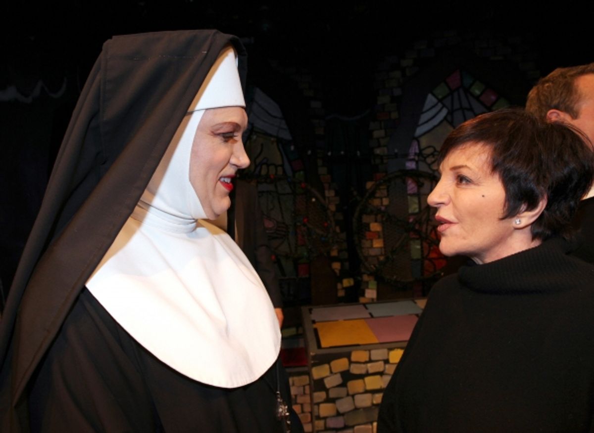 Liza Minnelli  visits Charles Busch & the cast of 'The Divine Sister' at the SoHo Playhouse in New York City at 