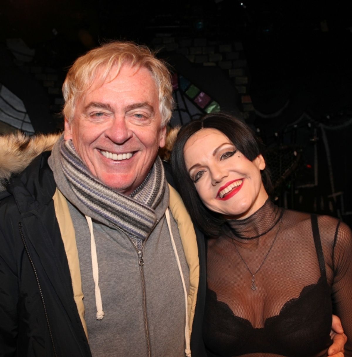 Daniel Davis visits Alison Fraser & the cast of 'The Divine Sister' Backstage at the SoHo Playhouse in New York City. at 