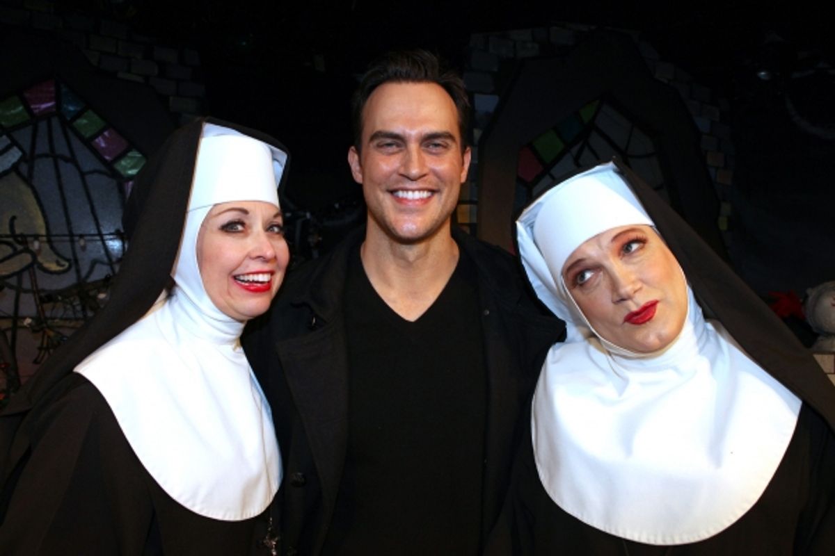 Cheyenne Jackson visits Julie Halston, Charles Busch & the cast of 'The Divine Sister' Backstage at the SoHo Playhouse in New York City. at 