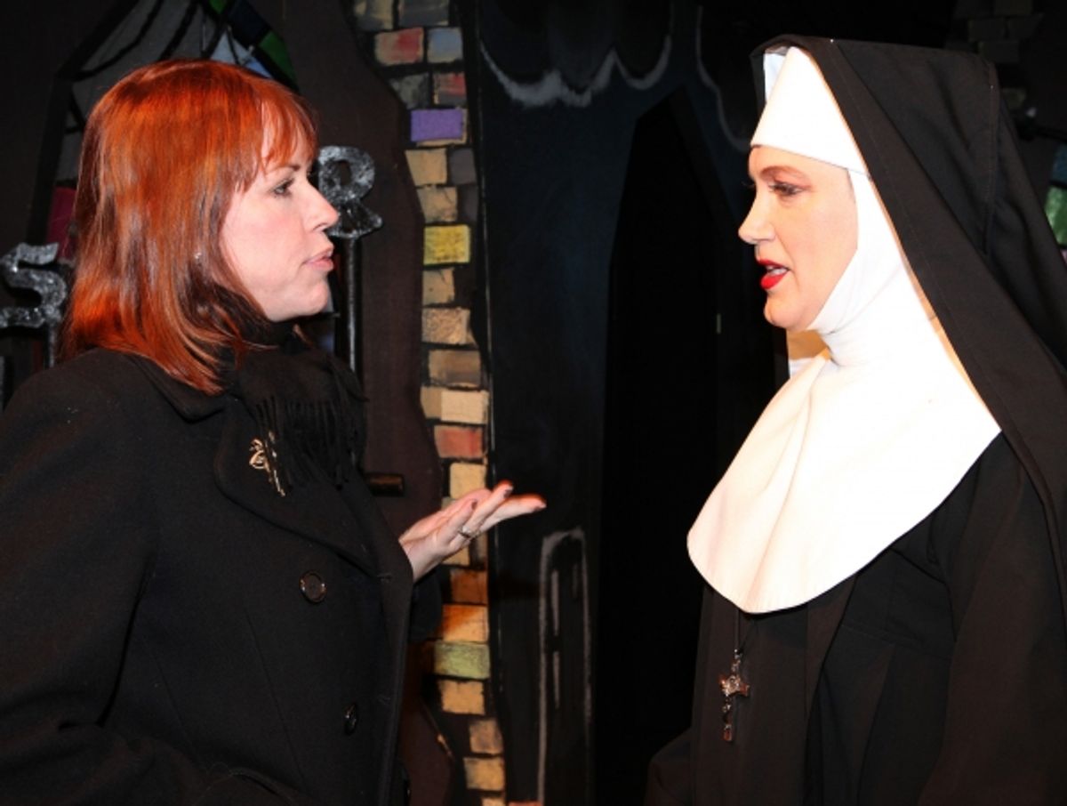 Molly Ringwald  visits Charles Busch & the cast of 'The Divine Sister' Backstage at the SoHo Playhouse in New York City. at 
