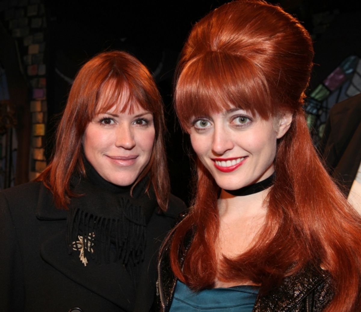 Molly Ringwald visits Amy Rutberg & the cast of 'The Divine Sister' Backstage at the SoHo Playhouse in New York City. at 