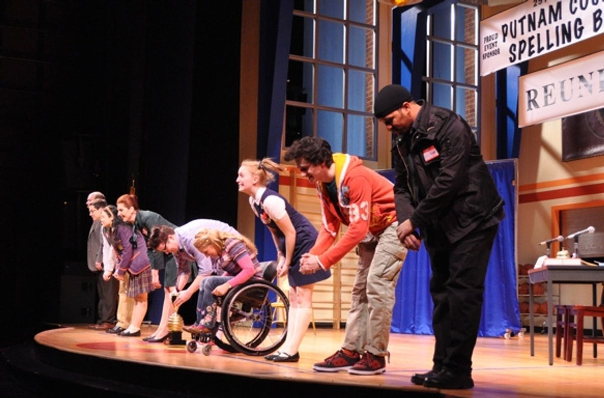The Cast of The 25th Annual Putnam County Spelling Bee-Ephie Aardema, Will Blum, Lyle Colby Mackston, Marla Mindelle, Olivia Oguma, Jerold E. Solomon, Ali Stroker, David Volin and Brandon Yanez at 
