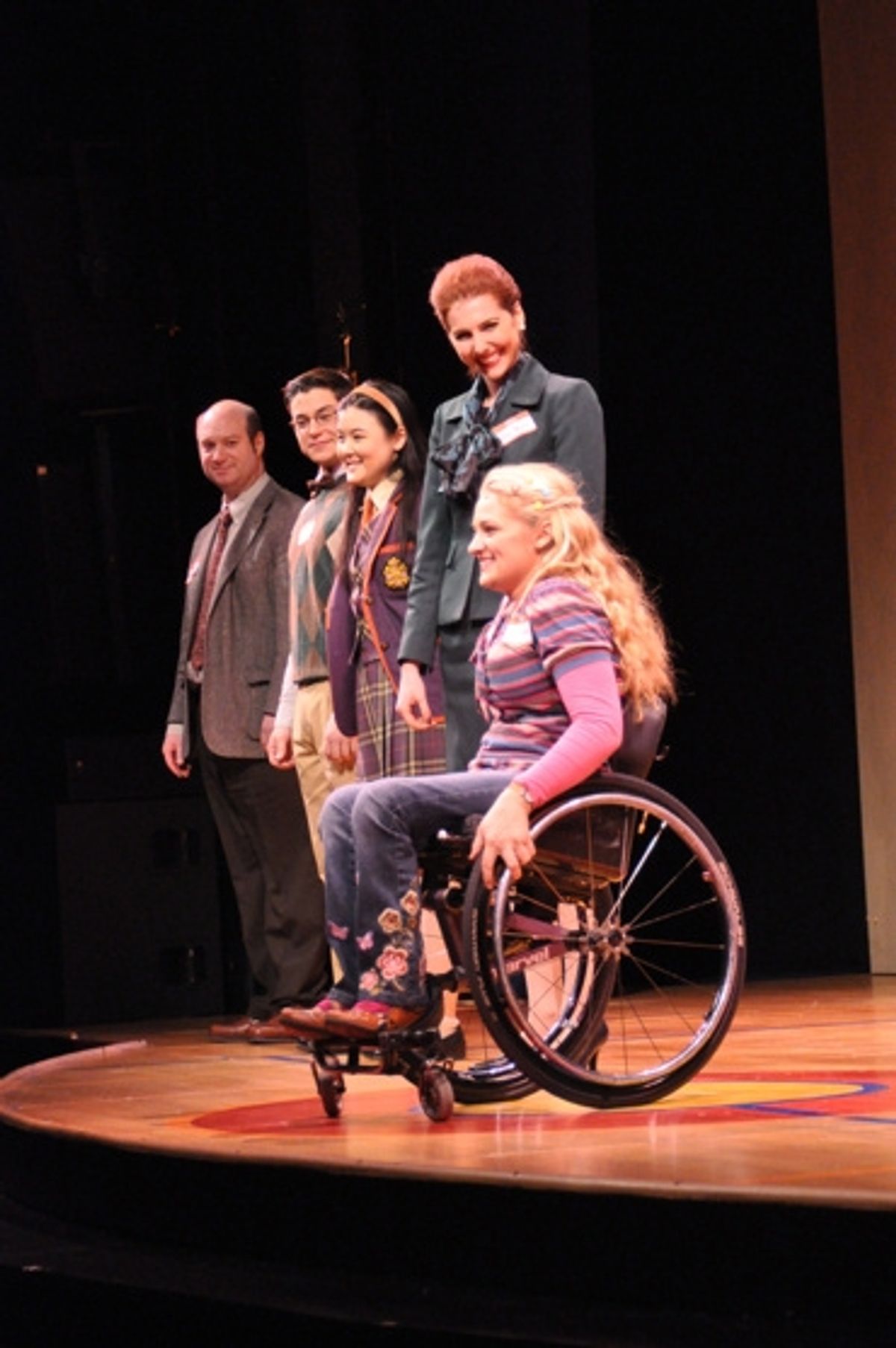 David Volin, Brandon Yanez, Olivia Oguma, Marla Mindelle and Ali Stroker at 