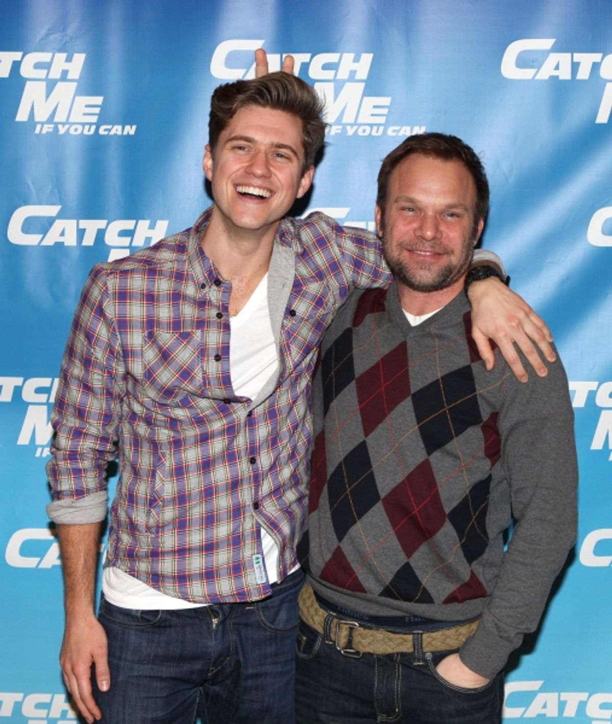 Aaron Tveit & Norbert Leo Butz attending Meet & Greet for the New Broadway Musical 'Catch Me If You Can'  at the 42ns Street Rehearsal Studios in New York City. at 
