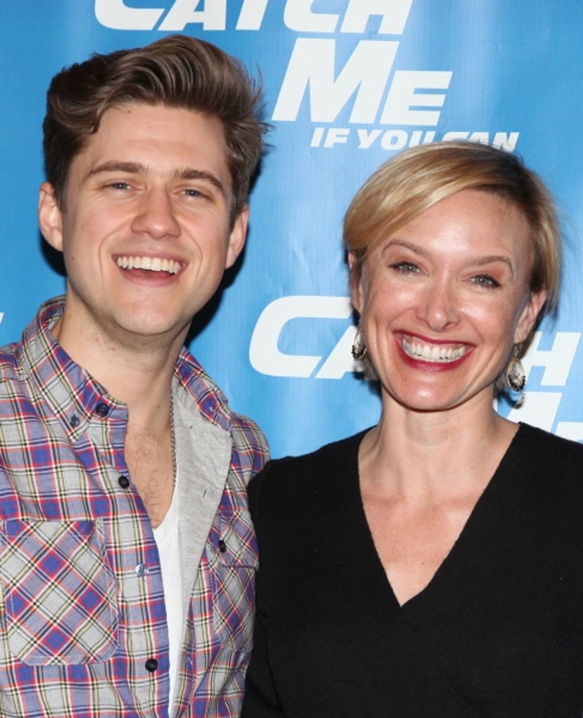 Aaron Tveit & Rachel de Benedet attending Meet & Greet for the New Broadway Musical 'Catch Me If You Can'  at the 42ns Street Rehearsal Studios in New York City. at 