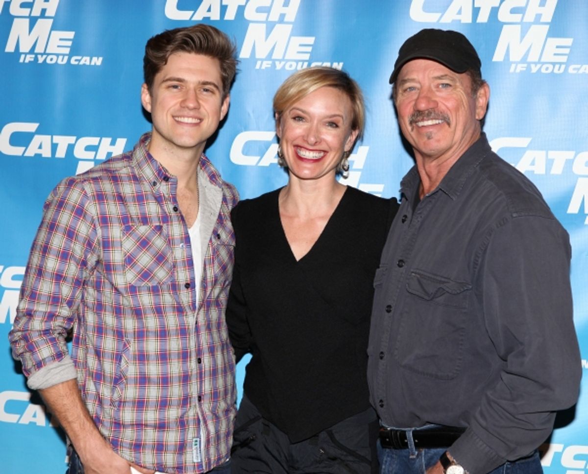 Aaron Tveit & Rachel de Benedet & Tom Wopat attending Meet & Greet for the New Broadway Musical 'Catch Me If You Can'  at the 42ns Street Rehearsal Studios in New York City. at 