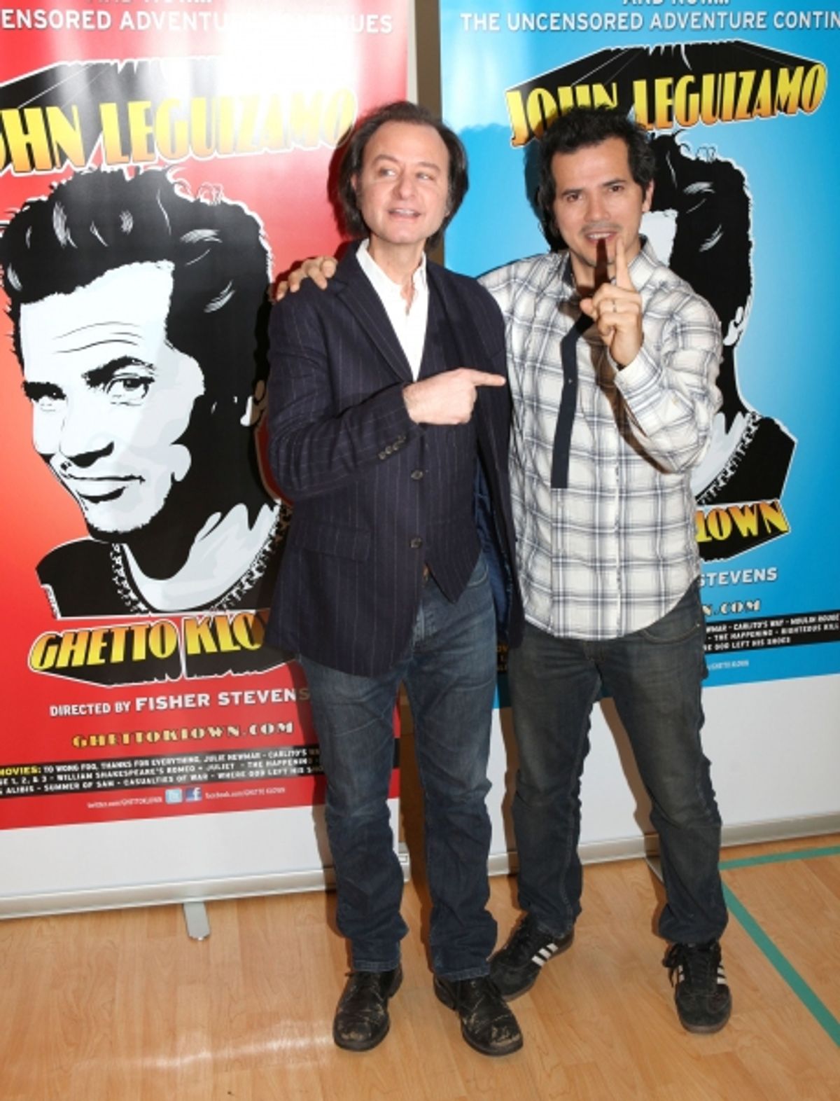 John Leguizamo and Director Fisher Stevens attend Broadway's 'Ghetto Klown' Meet & Greet in New York City at 