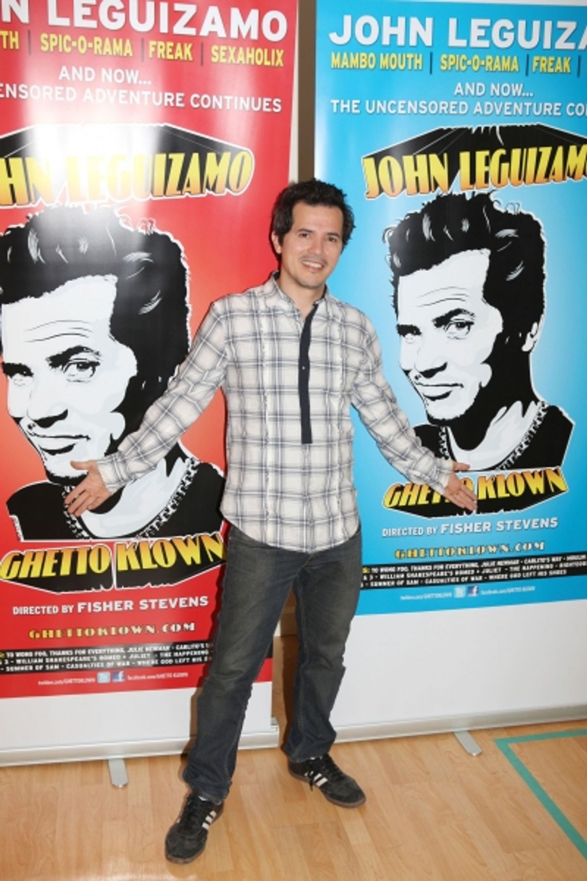 John Leguizamo and Director Fisher Stevens attend Broadway's 'Ghetto Klown' Meet & Greet in New York City at 