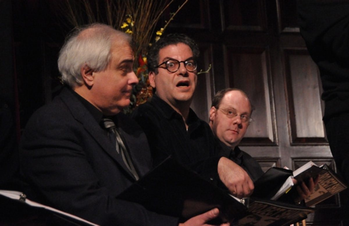 Peter Filichia, Michael Musto and David Cote at 