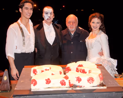 Sean MacLaughlin, Hugh Panaro, Harold Prince, and Sara Jean Ford Photo