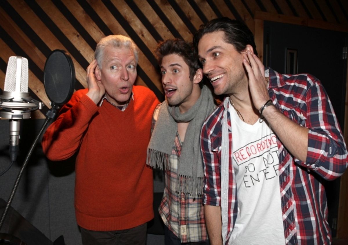 Tony Sheldon & Nick Adams & Will Swenson attending the Broadway Original Cast Recording of 'Priscilla Queen Of The Desert - The Musical' in New York City at 