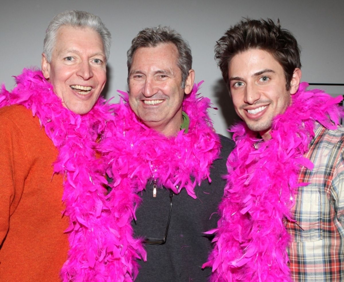 Tony Sheldon & Garry McQuinn & Nick Adams attending the Broadway Original Cast Recording of 'Priscilla Queen Of The Desert - The Musical'  in New York City. at 