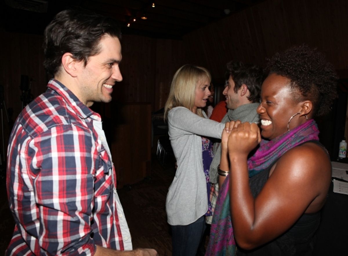 Will Swenson, Ashley Spencer, Nick Adams & Anastacia McCleskey attending the Broadway Original Cast Recording of 'Priscilla Queen Of The Desert - The Musical'  in New York City. at 