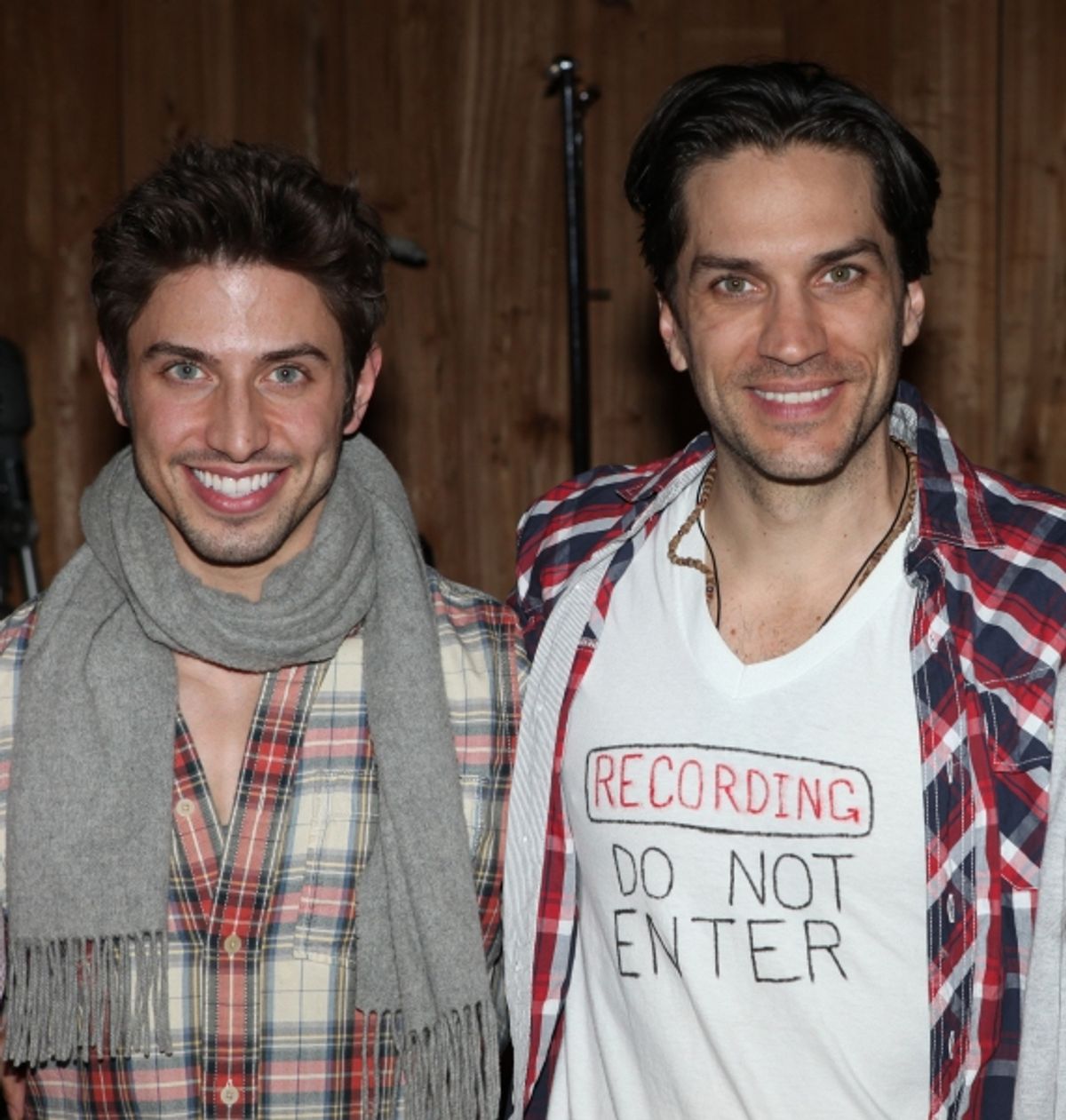 Nick Adams & Will Swenson attending the Broadway Original Cast Recording of 'Priscilla Queen Of The Desert - The Musical'  in New York City. at 