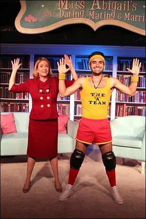 Eve Plumb as Miss Abigail and Mauricio Perez as Paco. @ BroadwayWorld Eve Plumb as Miss Abigail and Mauricio Perez as Paco. Photo