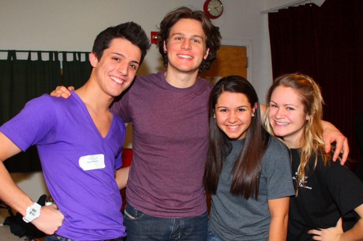 Clay Thomson, Amanda Lupacchino, and Emmeline Wood with Jonathan Groff at 