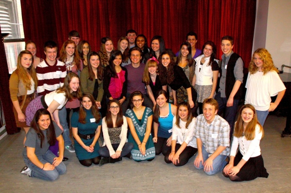 Jonathan Groff and the students of Broadway Artists Alliance at 