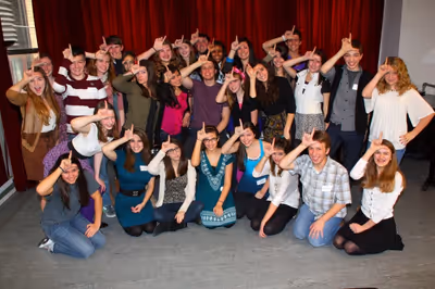 Jonathan Groff and the students of Broadway Artists Alliance Photo