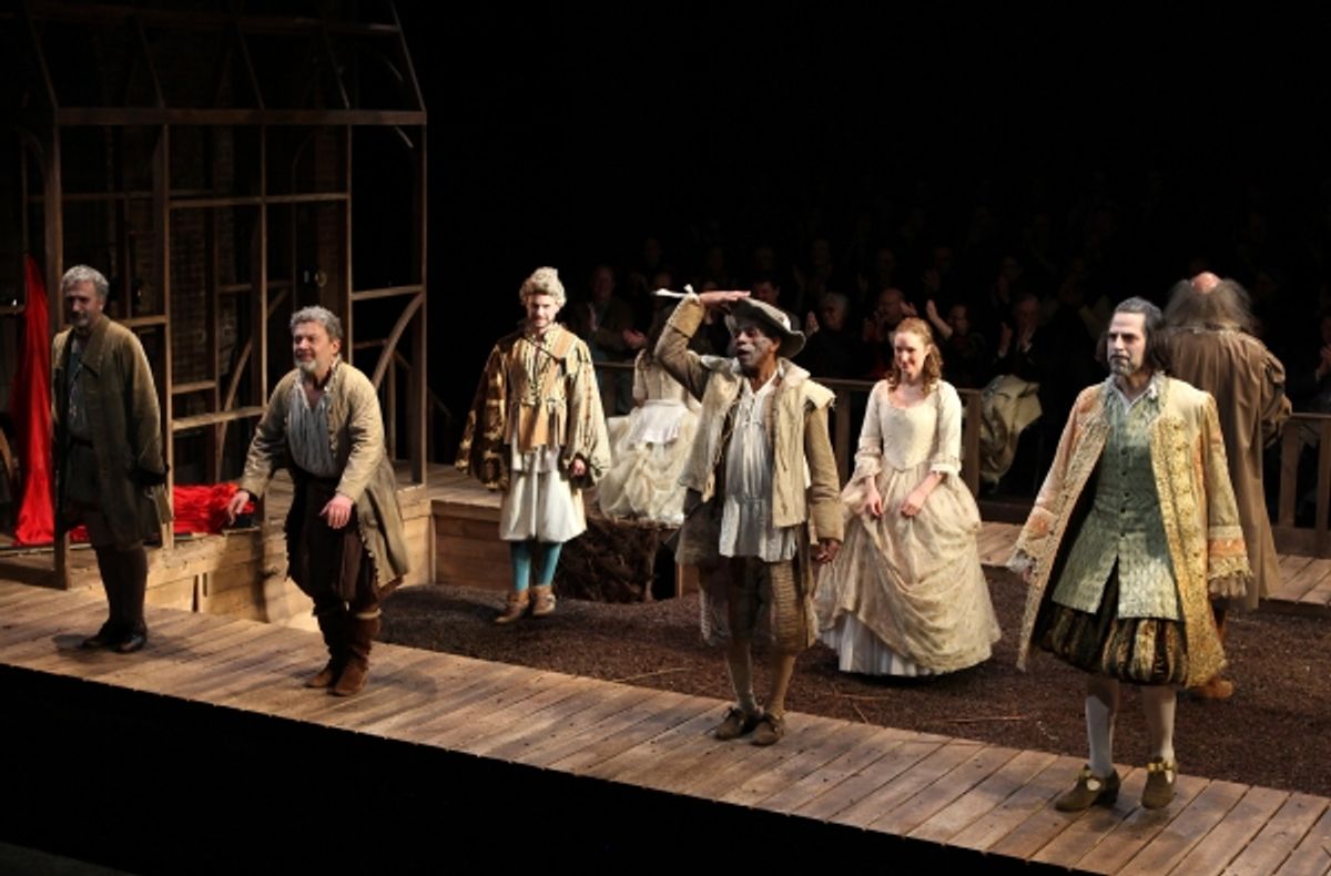 Ensemble Cast featuring Andre de Shields during the Curtain Call for the Red Bull Theatre Revival of 'The Witch Of Edmonton' at Theatre at St. Clement's in New York City. at 
