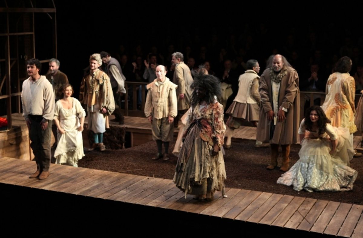 Ensemble cast featuring Justin Blanchard, Everett Quinton, Charlayne Woodard, Raphael Nash Thompson & Christina Pumariega during the Curtain Call for the Red Bull Theatre Revival of 'The Witch Of Edmonton' at Theatre at St. Clement's in New York City. at 