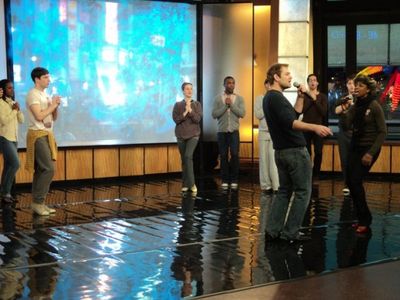 Chad Kimball and Montego Glover and the cast of Memphis Photo