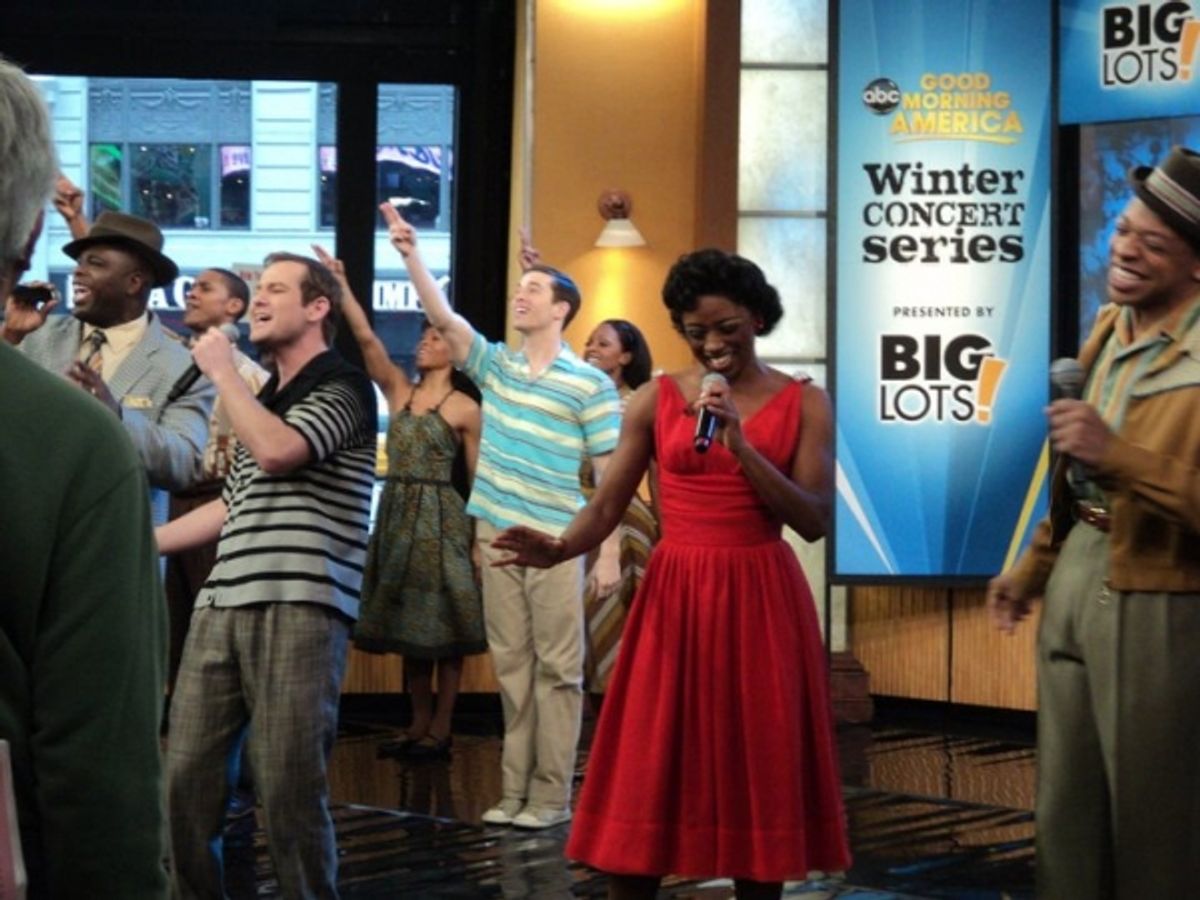 Chad Kimball, Montego Glover, Derrick Baskin and the cast of Memphis at 