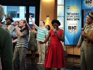 Chad Kimball, Montego Glover, Derrick Baskin and the cast of Memphis Photo