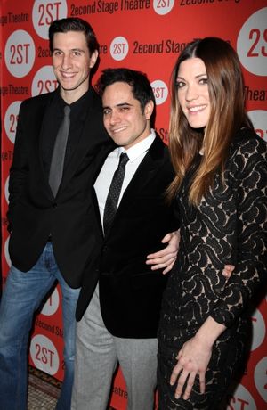 Pablo Schreiber & playwright Rajiv Joseph & Jennifer Carpenter Photo